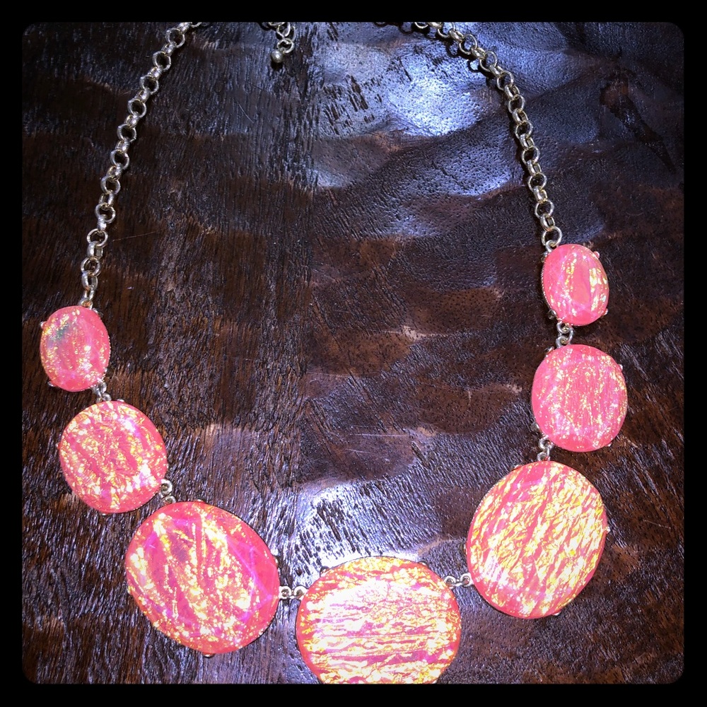 Fun, pink, iridescent costume necklace